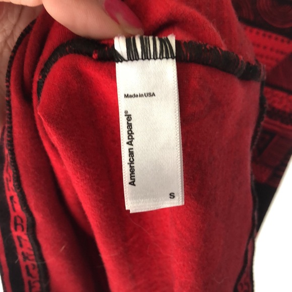American Apparel red and black patterned mini T-shirt dress, size Small - Picture 4 of 6
